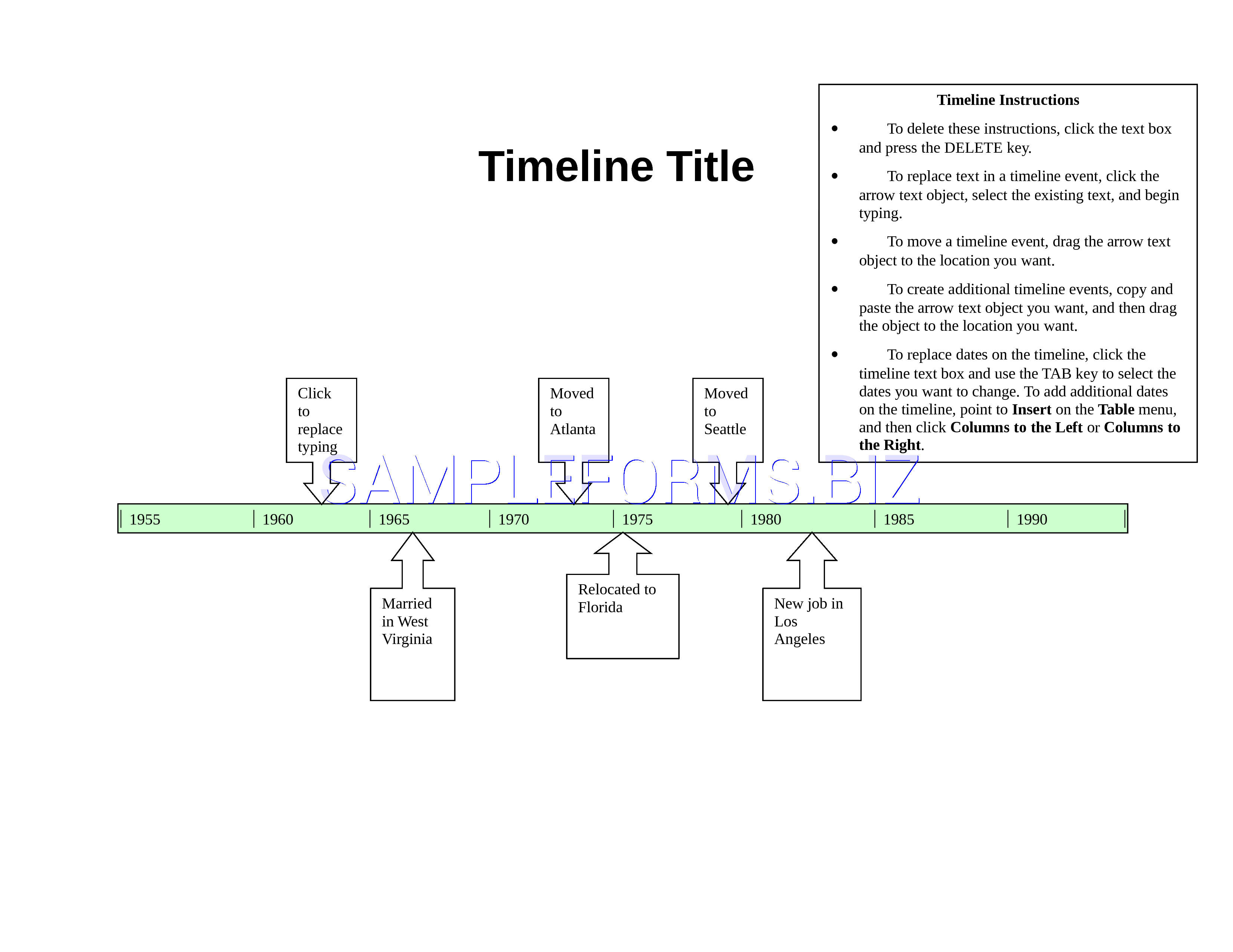 Preview free downloadable Timeline Template 1 in PDF (page 1)